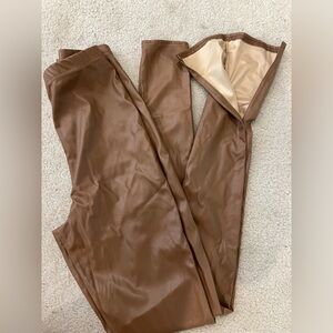 PLT Tan Leather Pants